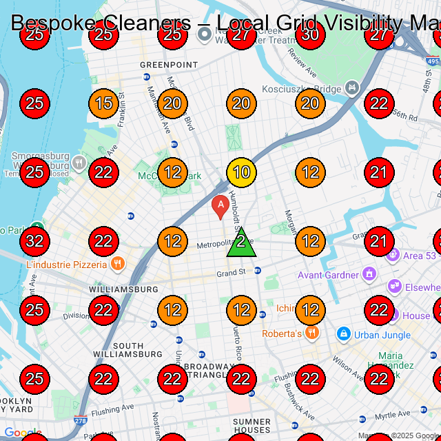 Bespoke Cleaners GeoGrid visibility map for House Cleaning Service in None